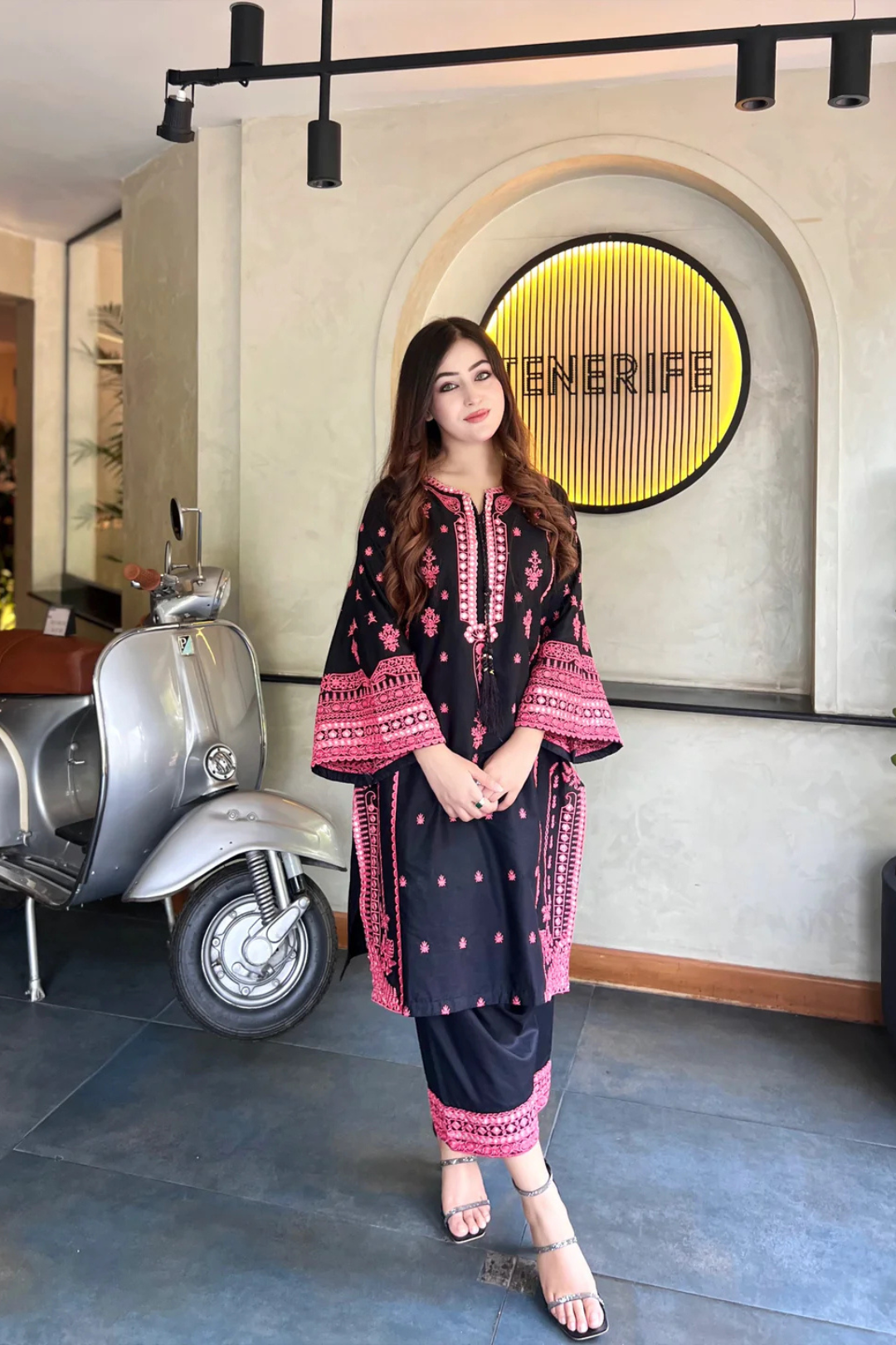 Midnight Rose - 2pcs Embroidered dress