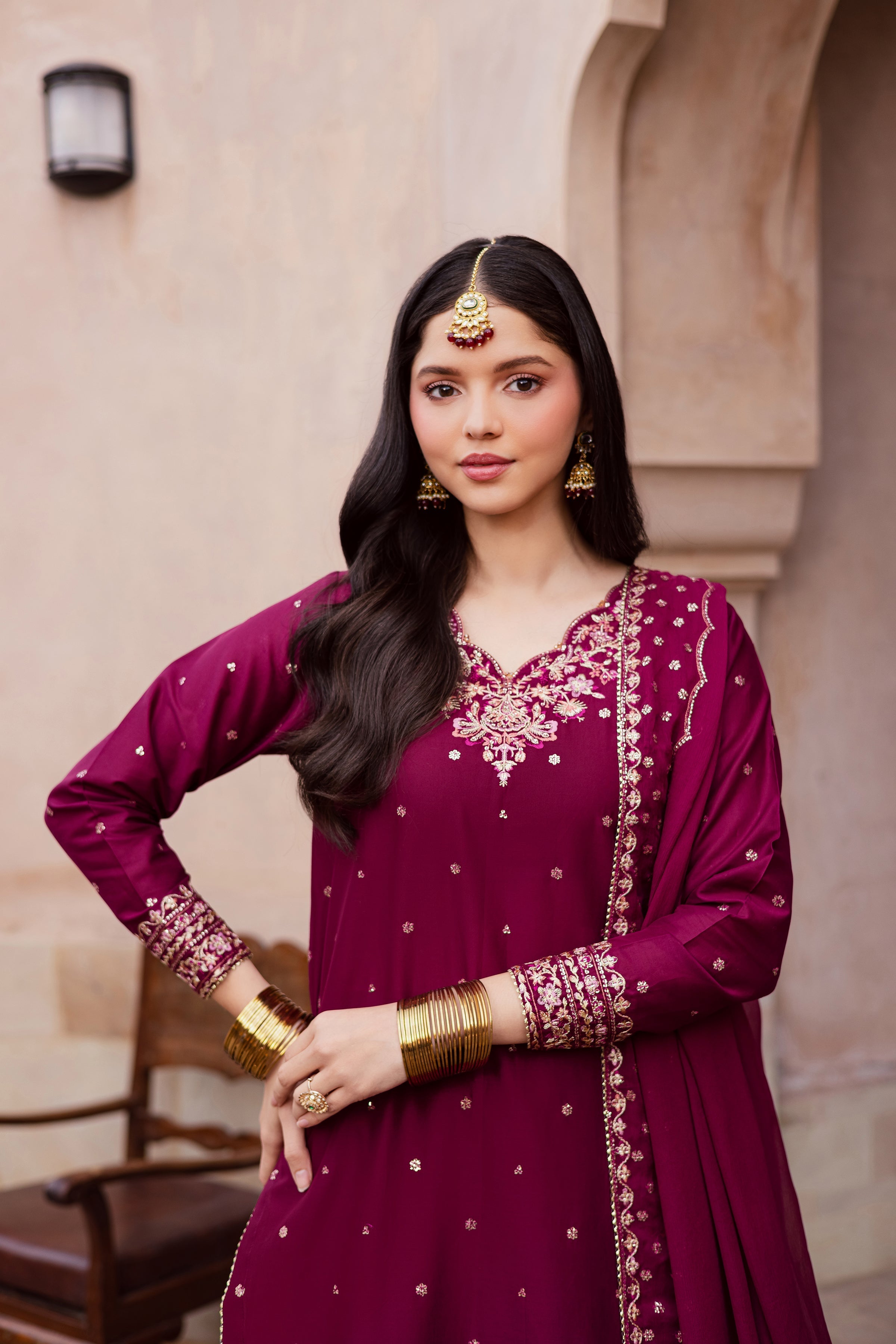 Best Selling - CHERRYBERRY 3PC FESTIVE EMBROIDERED DRESS