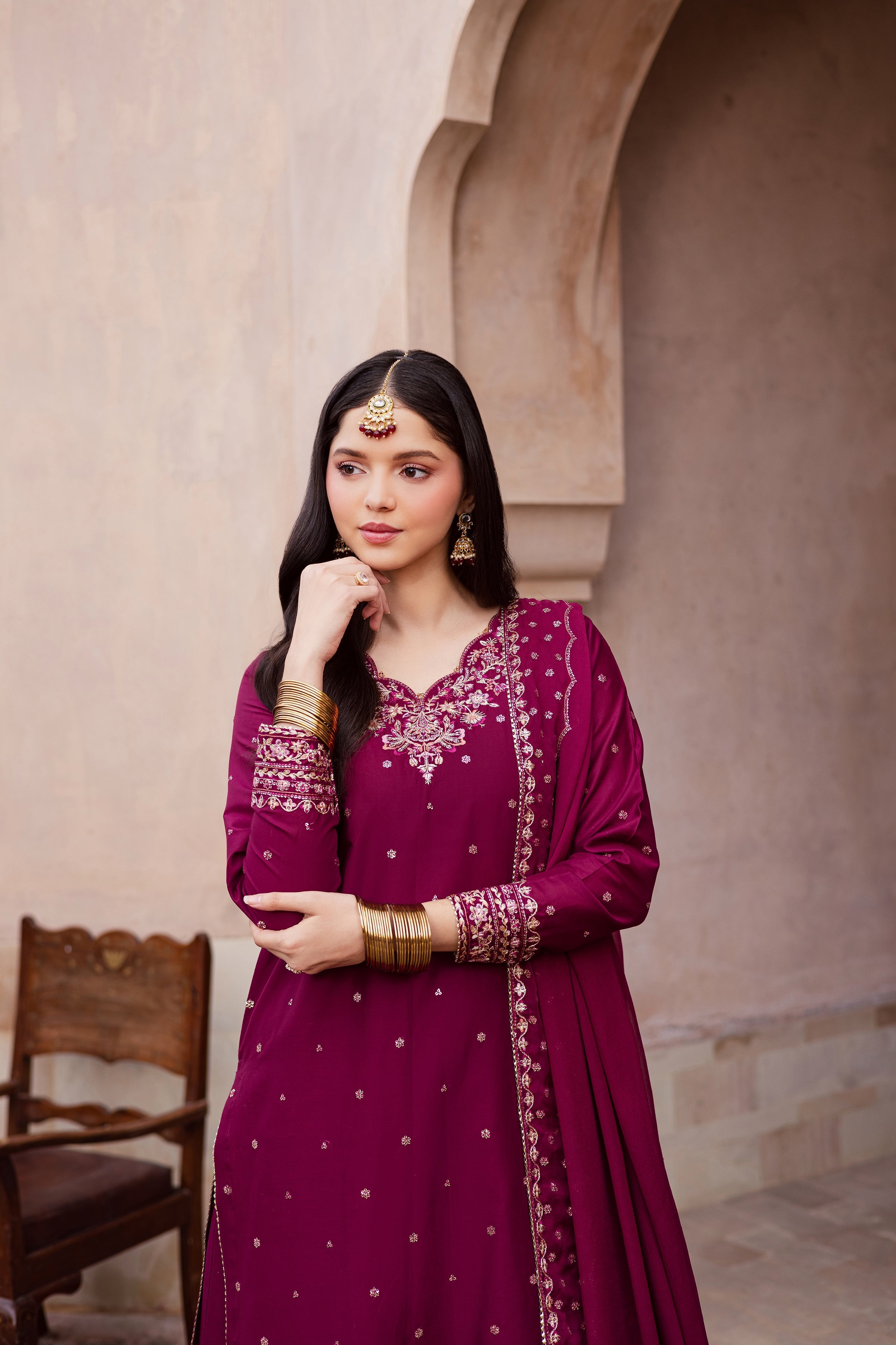 Best Selling - CHERRYBERRY 3PC FESTIVE EMBROIDERED DRESS