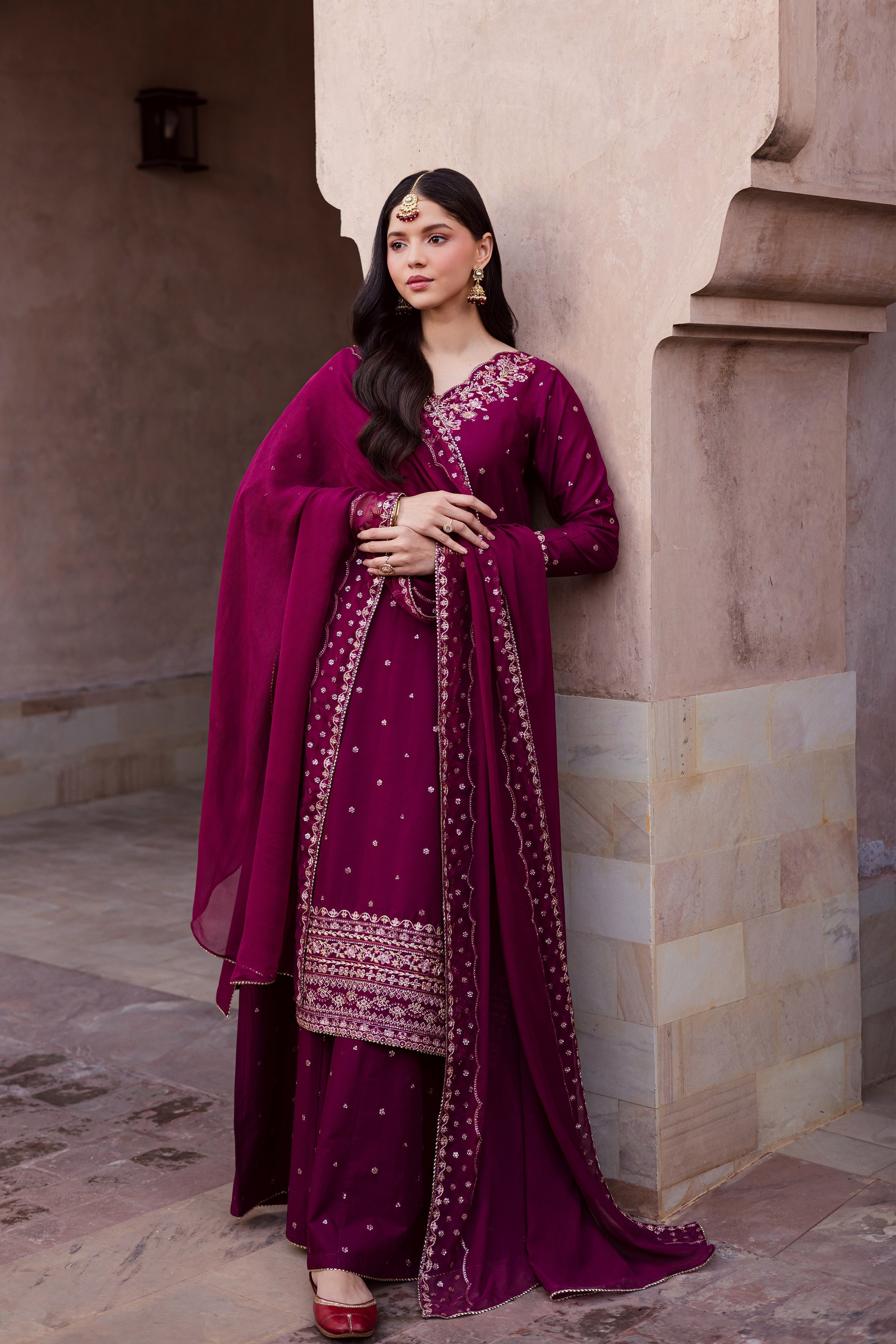 Best Selling - CHERRYBERRY 3PC FESTIVE EMBROIDERED DRESS