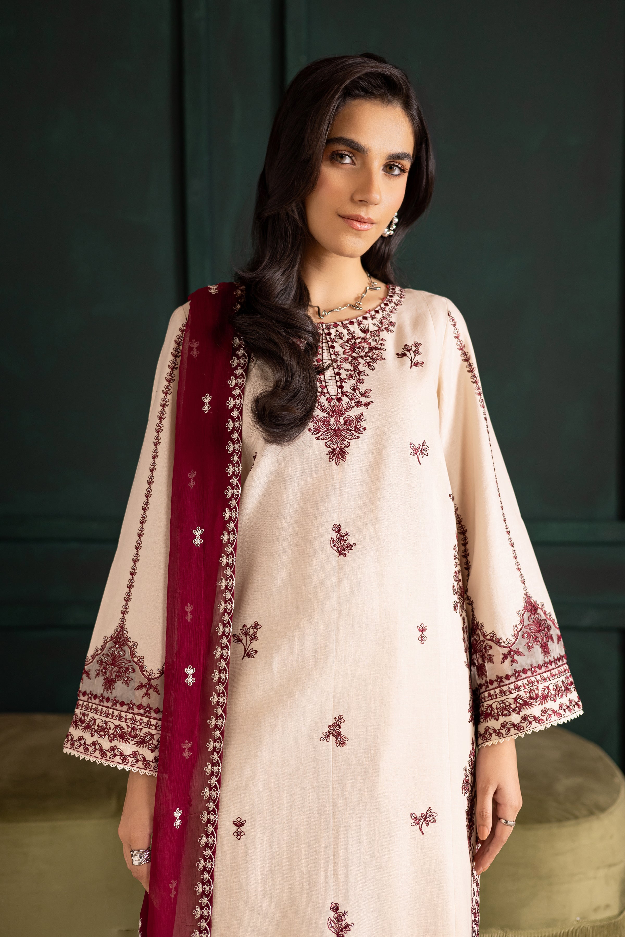 IVORY RUA 3PC- EMBROIDERED DRESS