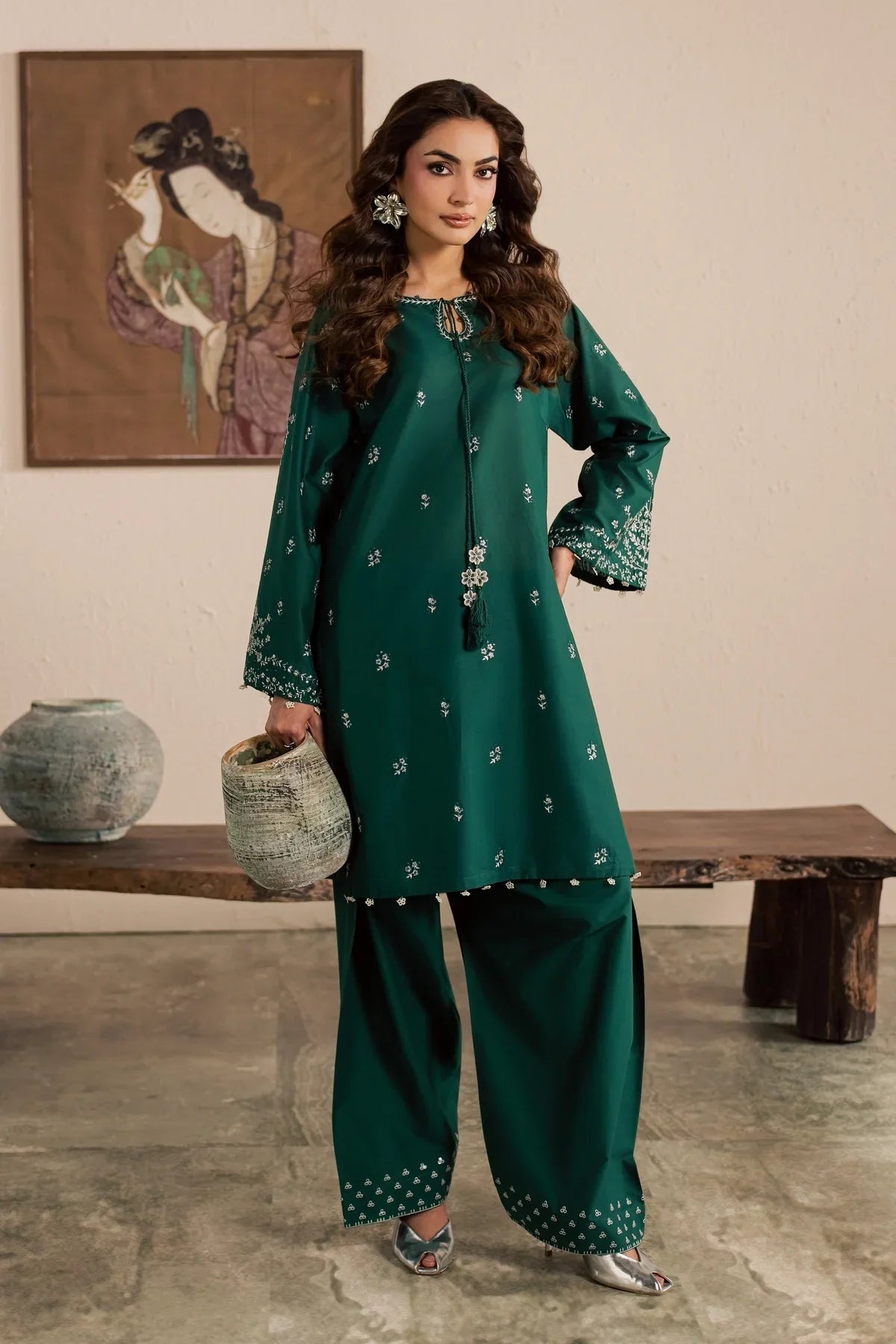 BEST SELLING - GREEN NAIROBI 2PC EMBROIDERED DRESS
