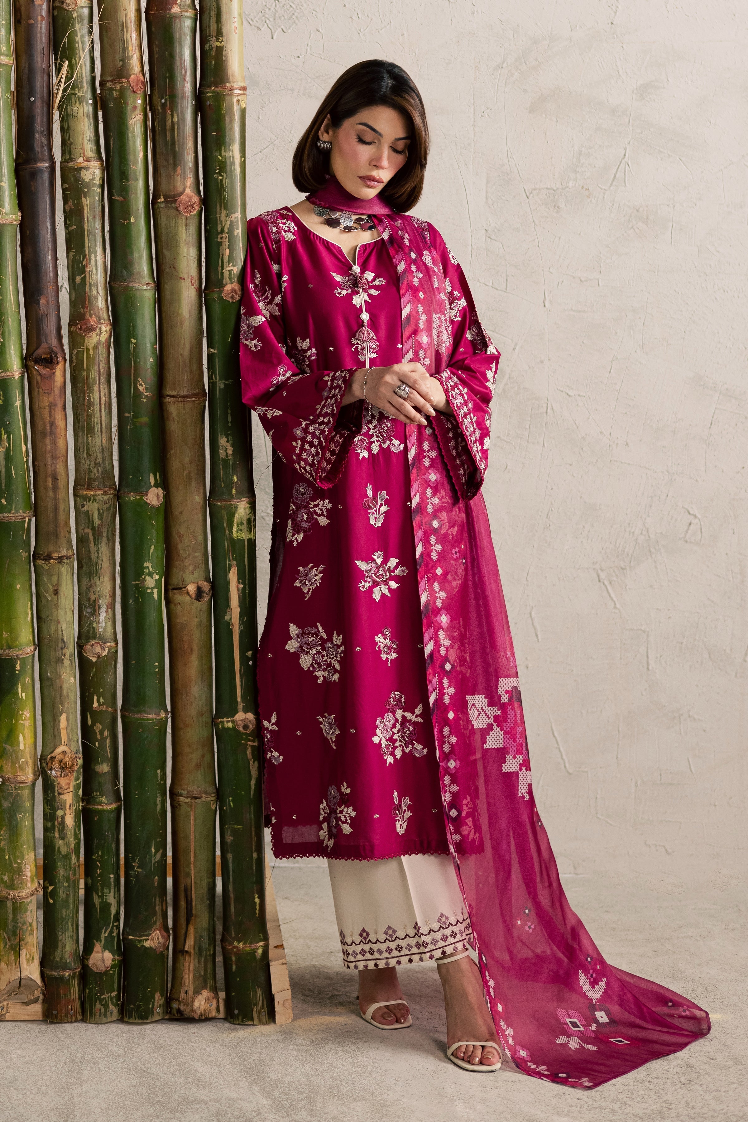 Best Selling - PINK OLIVER 3PC EMBROIDERED DRESS