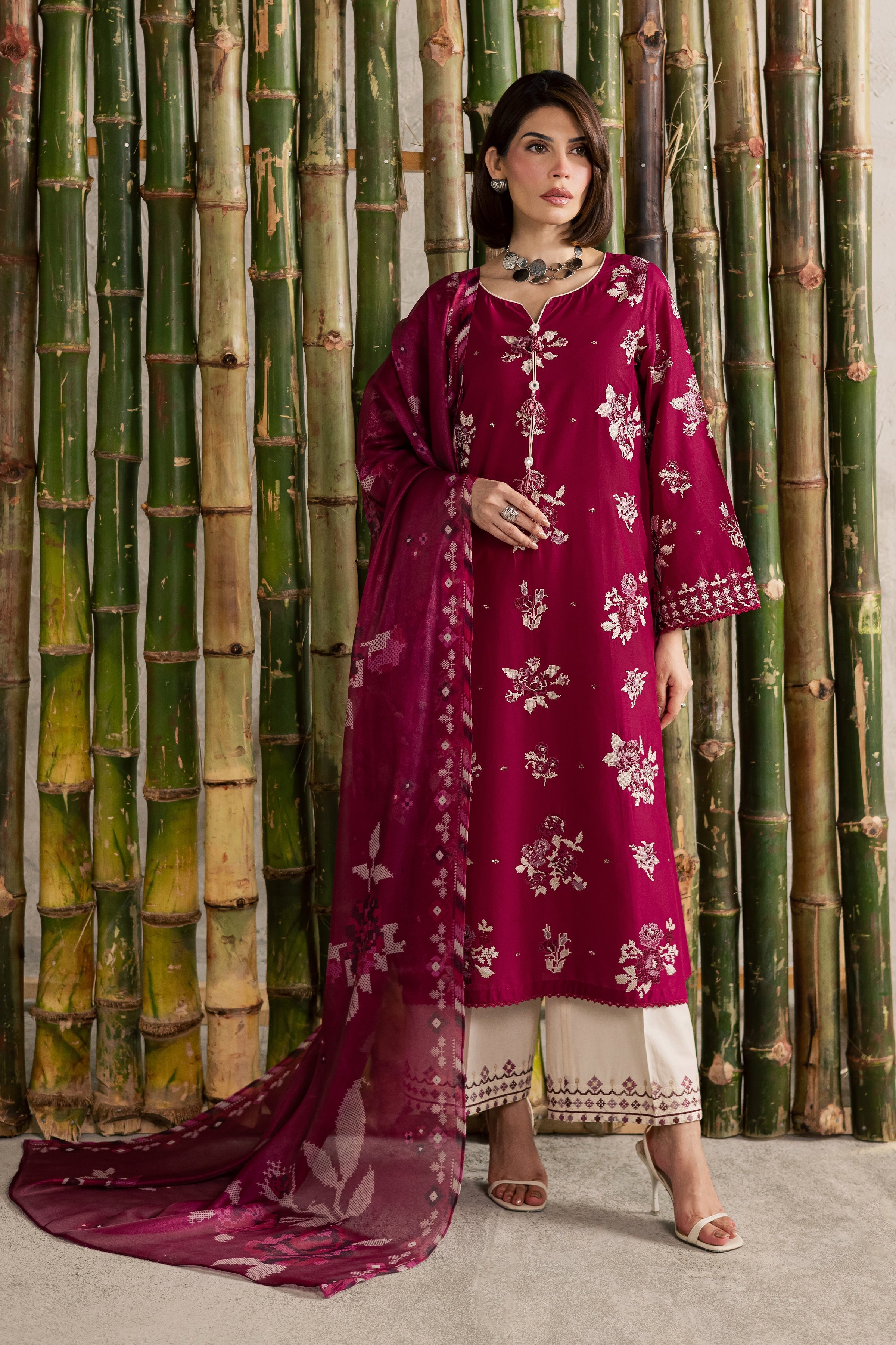 Best Selling - PINK OLIVER 3PC EMBROIDERED DRESS