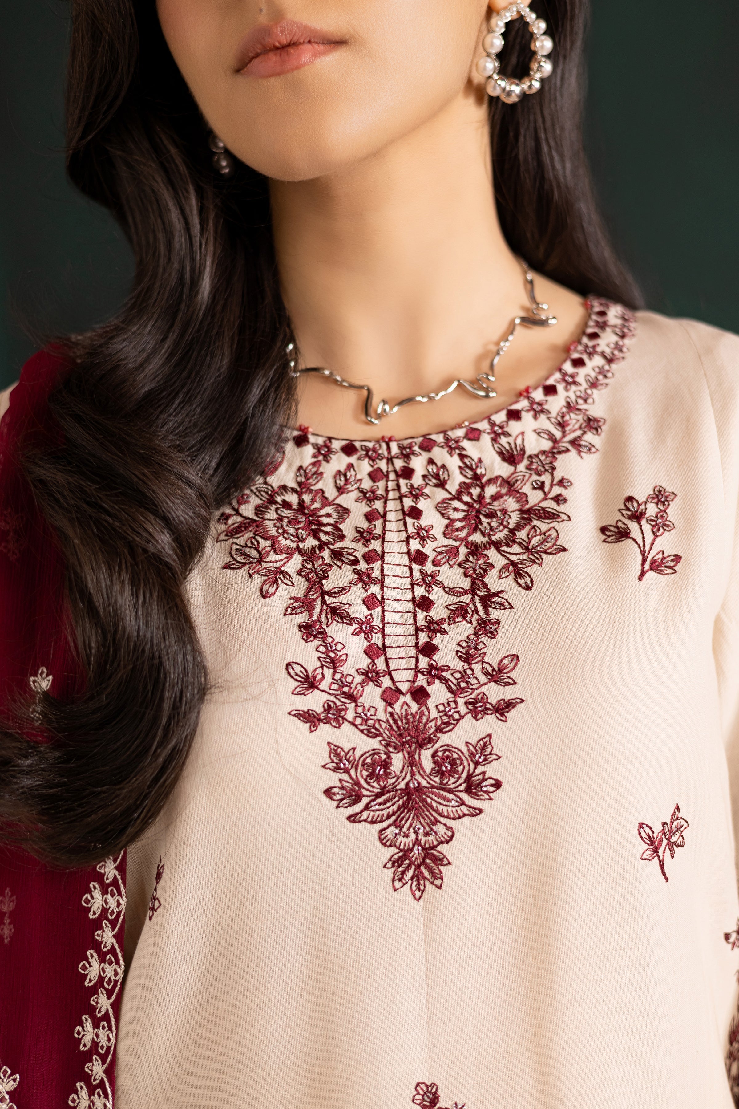 IVORY RUA 3PC- EMBROIDERED DRESS