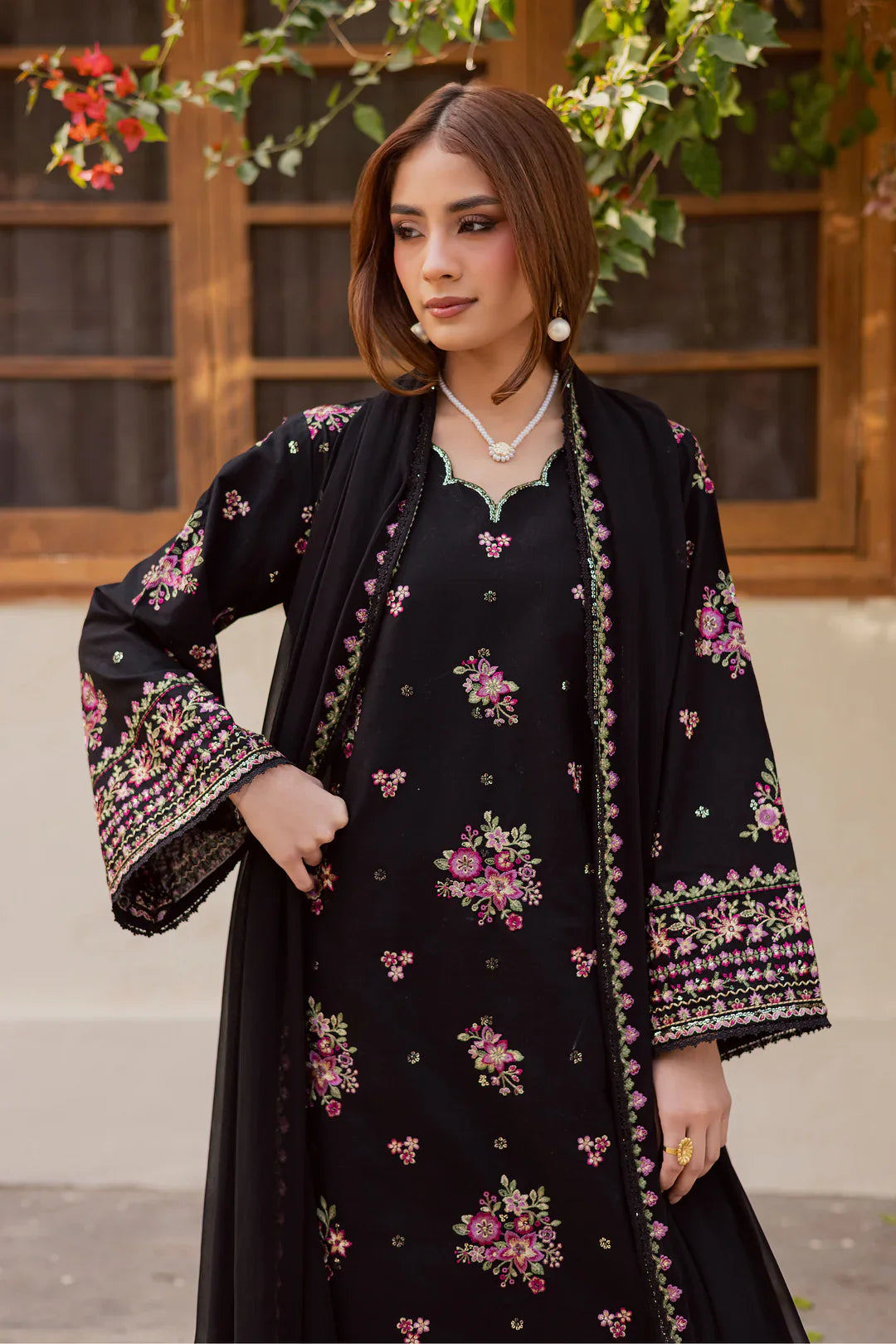 Best Selling - BLACK PINK 3PC EMBROIDERED DRESS
