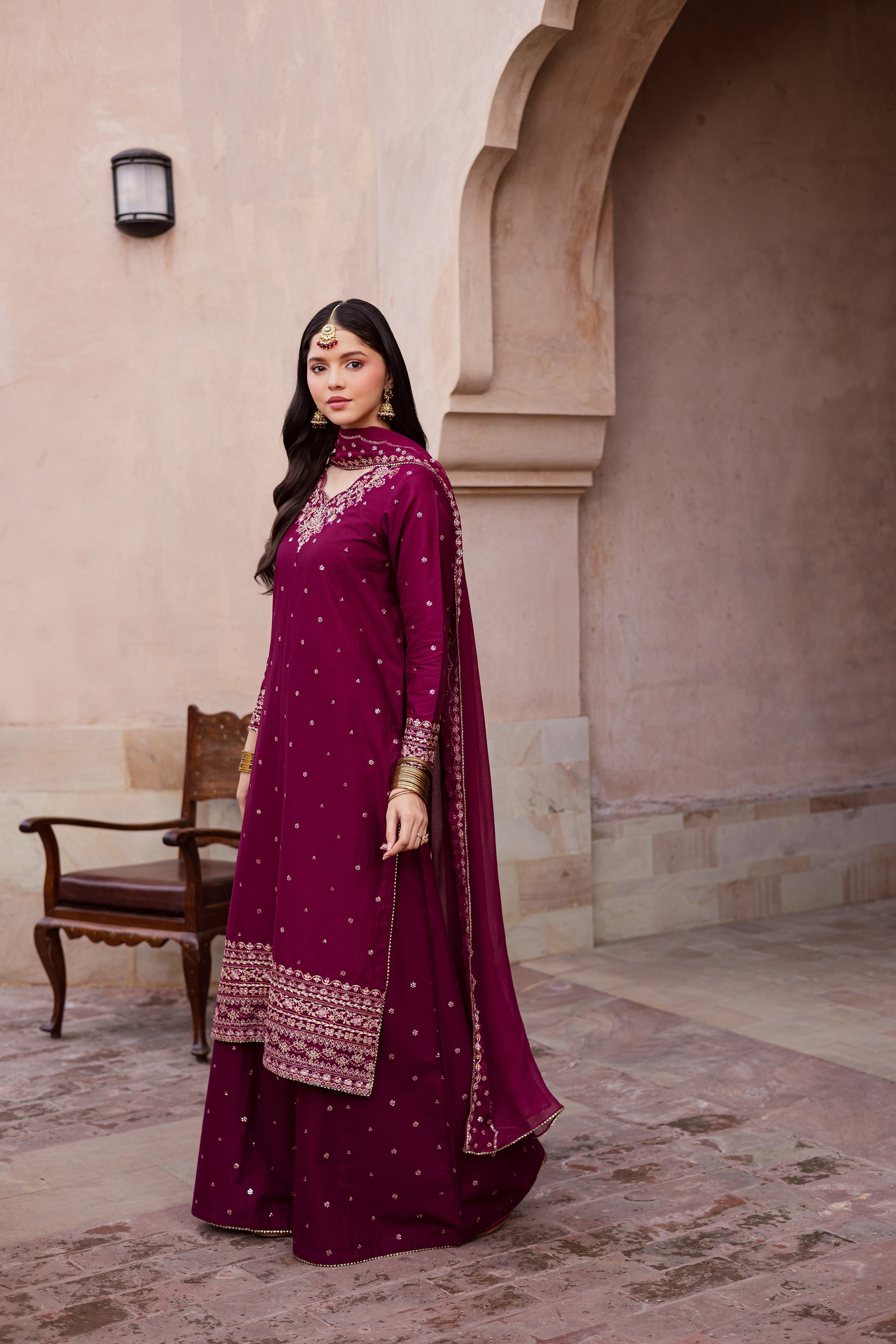 Best Selling - CHERRYBERRY 3PC FESTIVE EMBROIDERED DRESS
