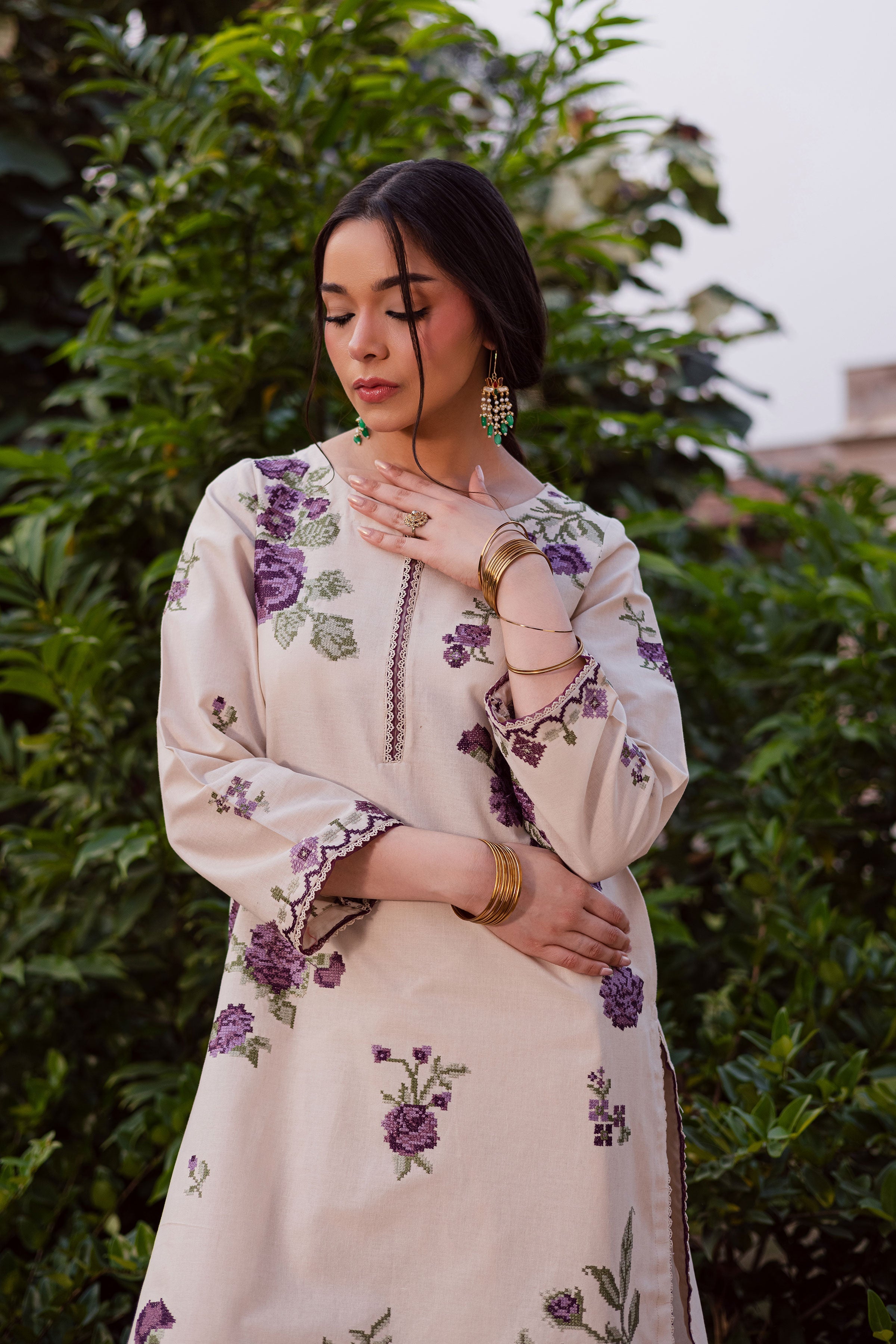 PURPLE NATE 2PC- EMBROIDERED DRESS