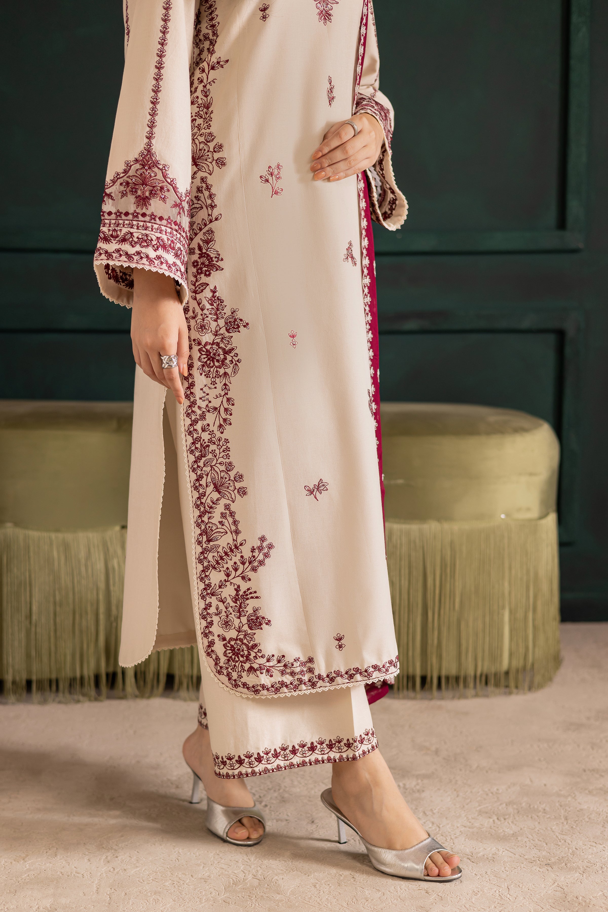 IVORY RUA 3PC- EMBROIDERED DRESS
