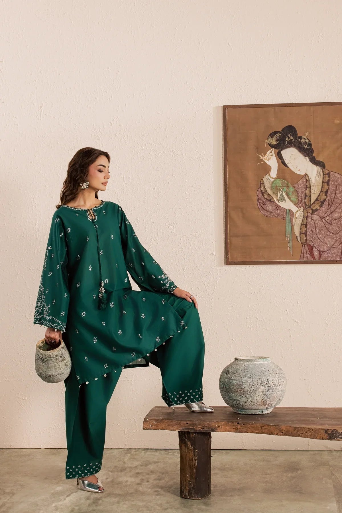 BEST SELLING - GREEN NAIROBI 2PC EMBROIDERED DRESS