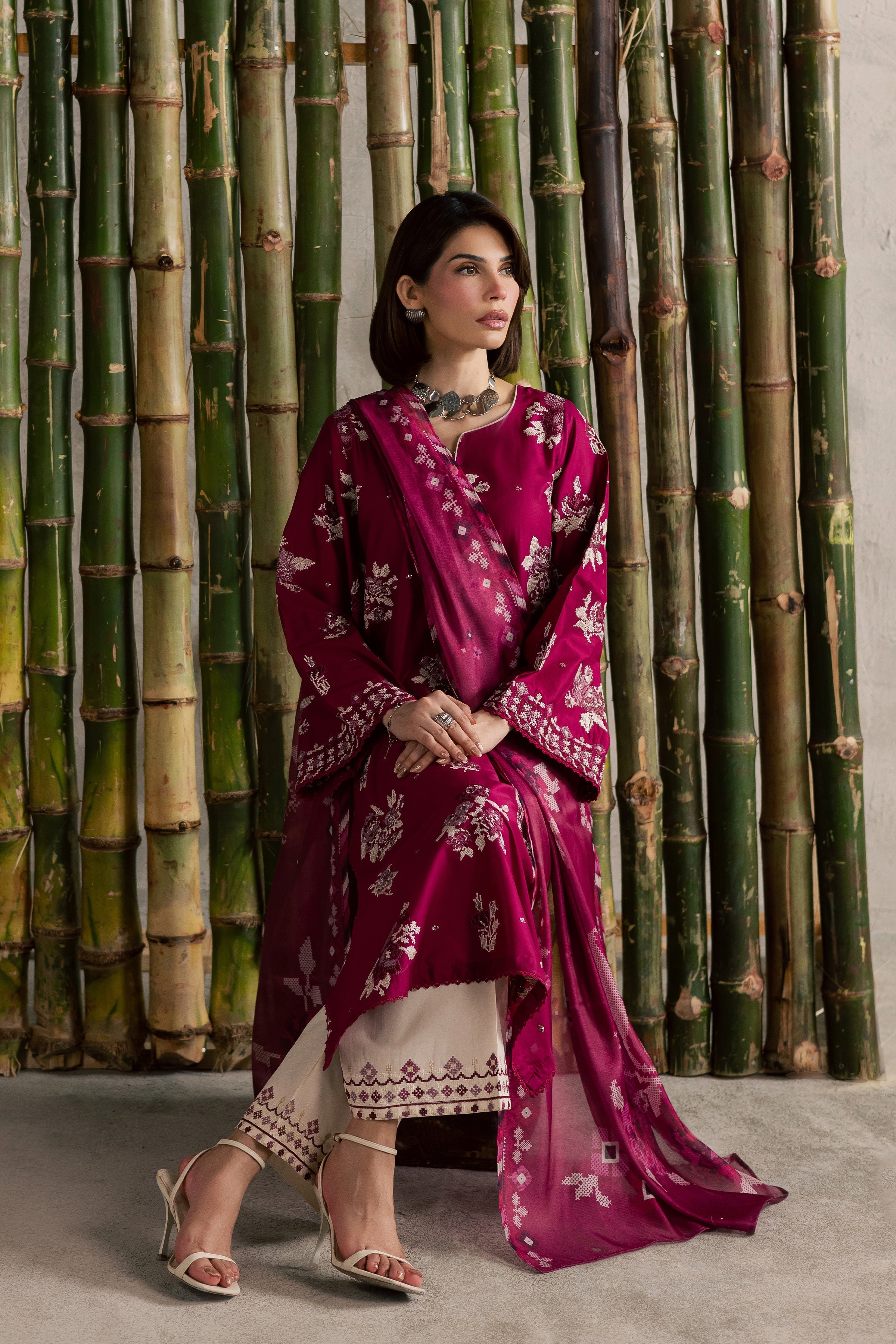 Best Selling - PINK OLIVER 3PC EMBROIDERED DRESS